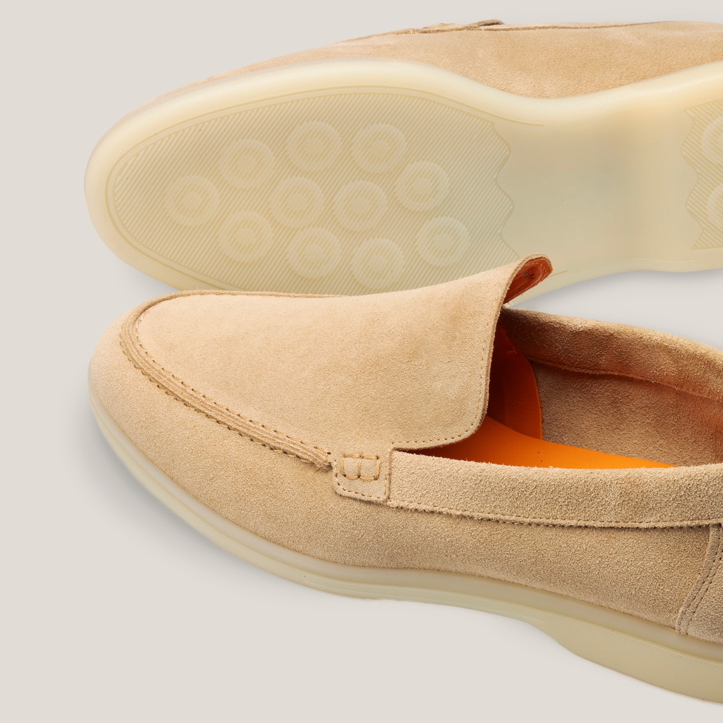 Capri Cappuccino Beige Suede Loafers