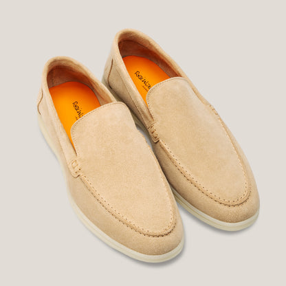 Capri Cappuccino Beige Suede Loafers