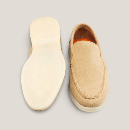 Capri Cappuccino Beige Suede Loafers