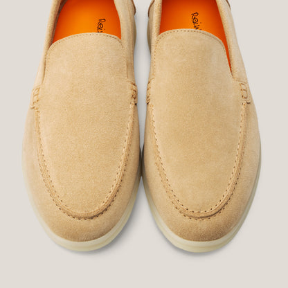 Capri Cappuccino Beige Suede Loafers