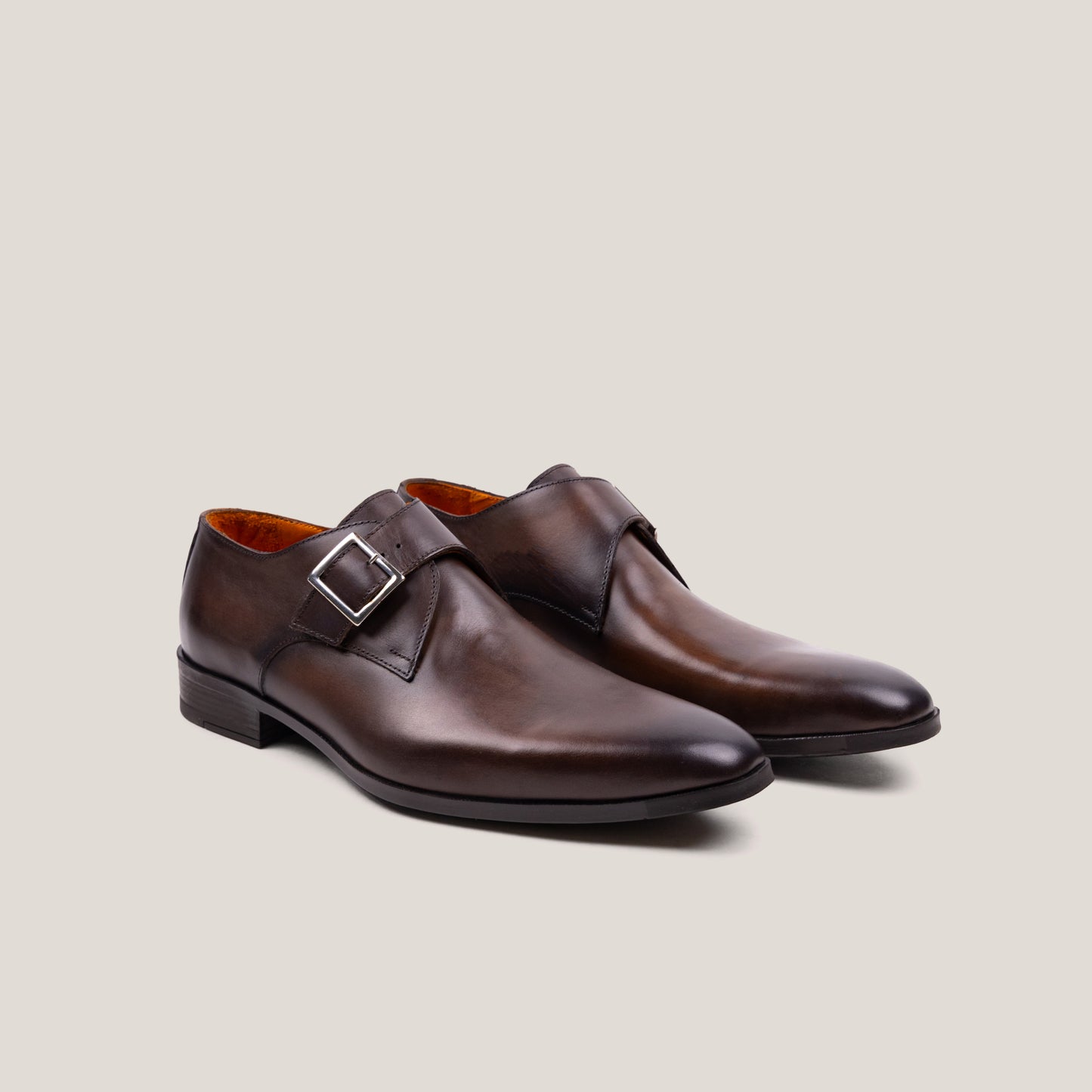 ROMA Monk-Strap Dress Shoes in Cacao Brown Vitello Italian Hand Made
