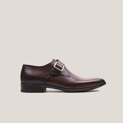 ROMA Monk-Strap Dress Shoes in Cacao Brown Vitello Italian Hand Made