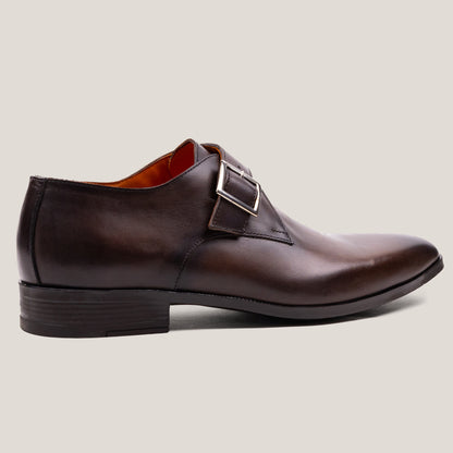 ROMA Monk-Strap Dress Shoes in Cacao Brown Vitello Italian Hand Made