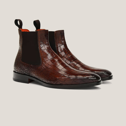 Bergamo Dress Boot Terra d'Oro Patina Croco