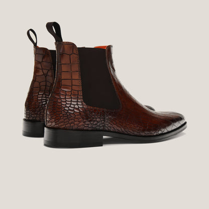 Bergamo Dress Boot Terra d'Oro Patina Croco