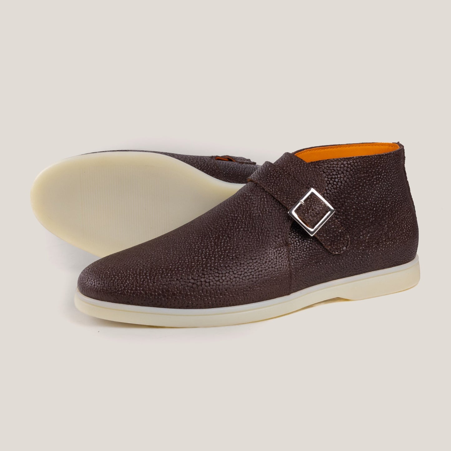 Biella Dark Brown Leather Monk Strap Boots