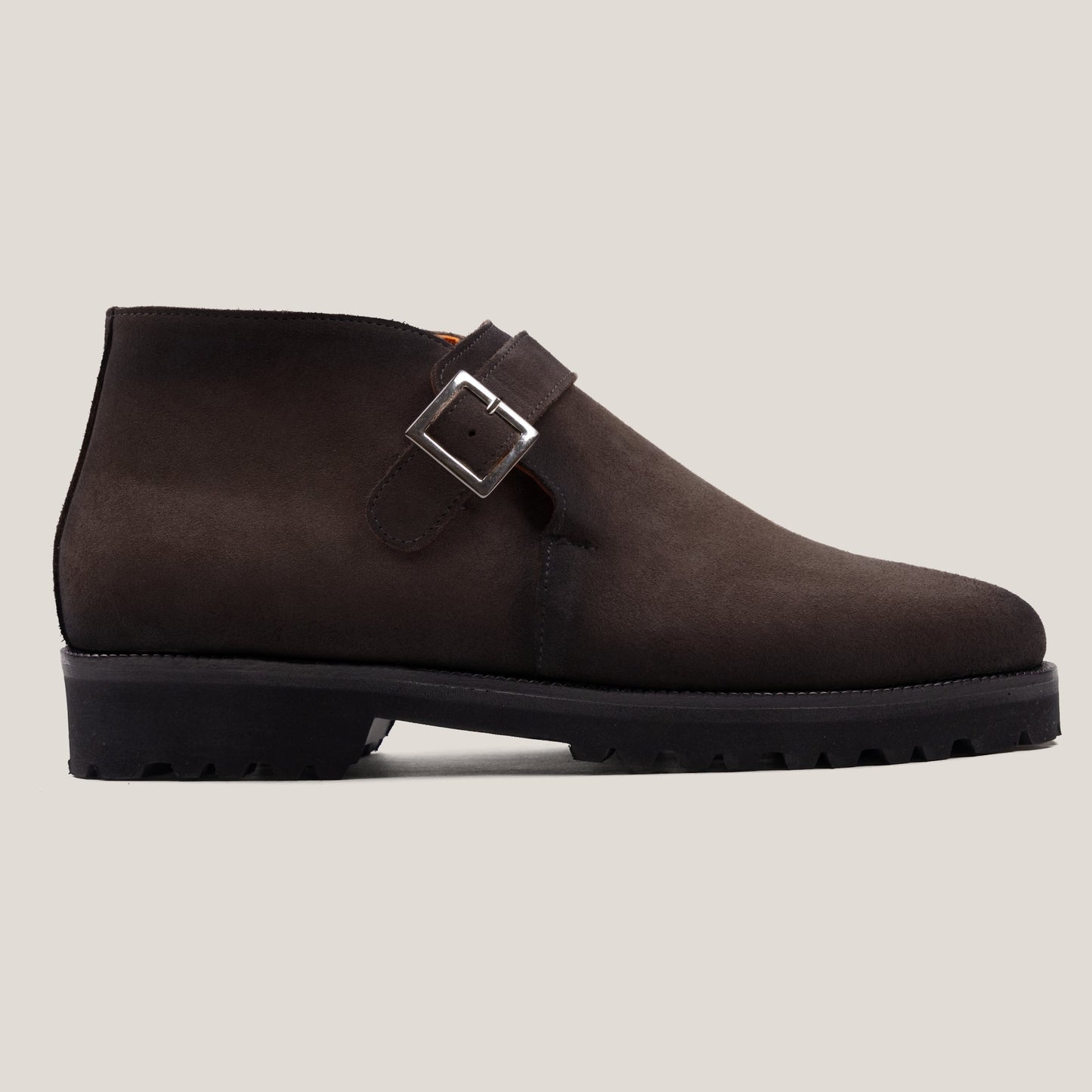 Biella Dark Brown Suede Monk Strap Ankle Boots