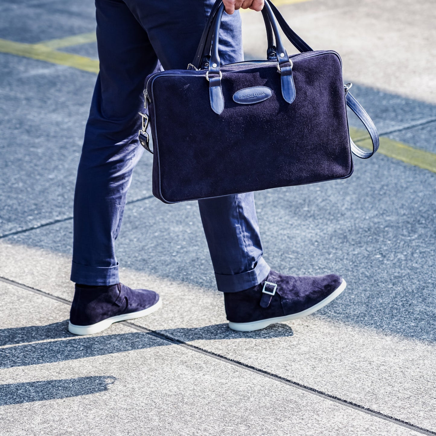 Biella Navy Blue Suede Monk Strap Boots