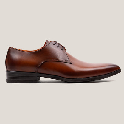 Boston24 Cognac Brown Leather Derby Shoes