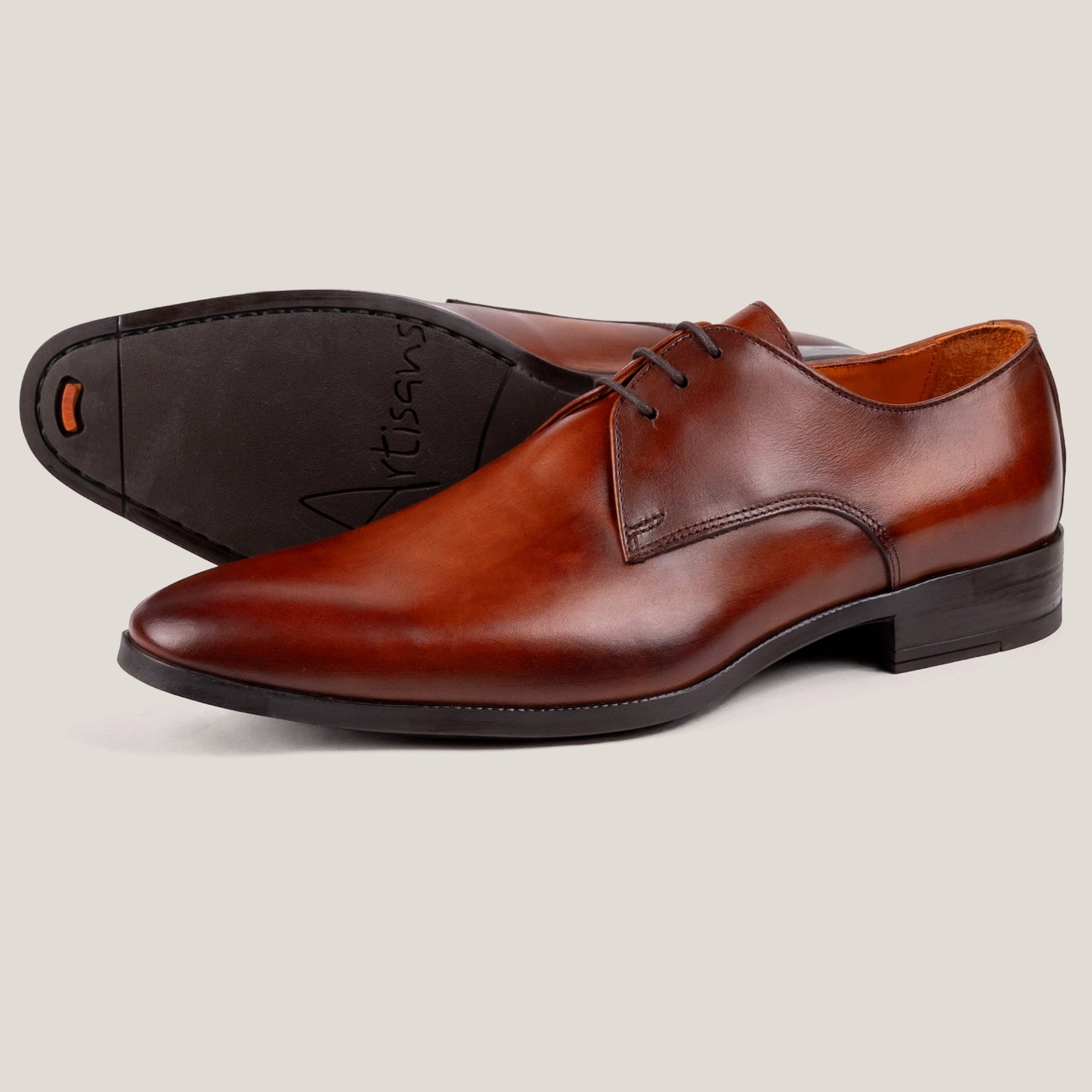 Boston24 Cognac Brown Leather Derby Shoes