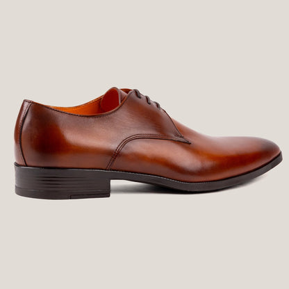 Boston24 Cognac Brown Leather Derby Shoes