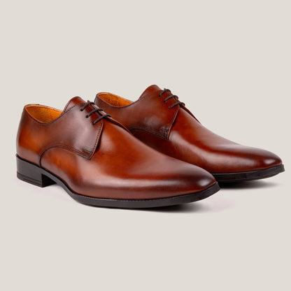 Boston24 Cognac Brown Leather Derby Shoes