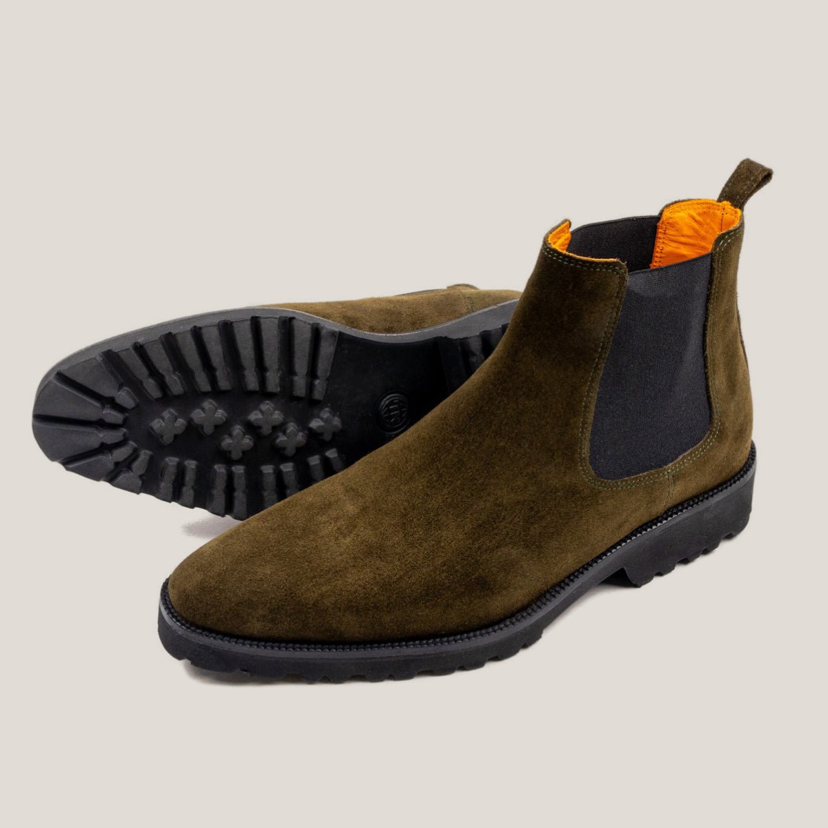 Chelsea24 Camouflage Green Suede Chelsea Boots