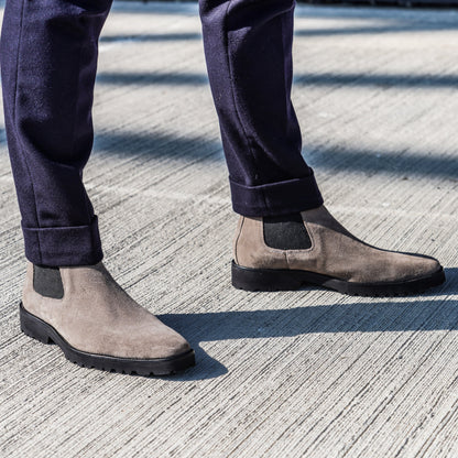 Chelsea24 Taupe Grey Suede Chelsea Boots