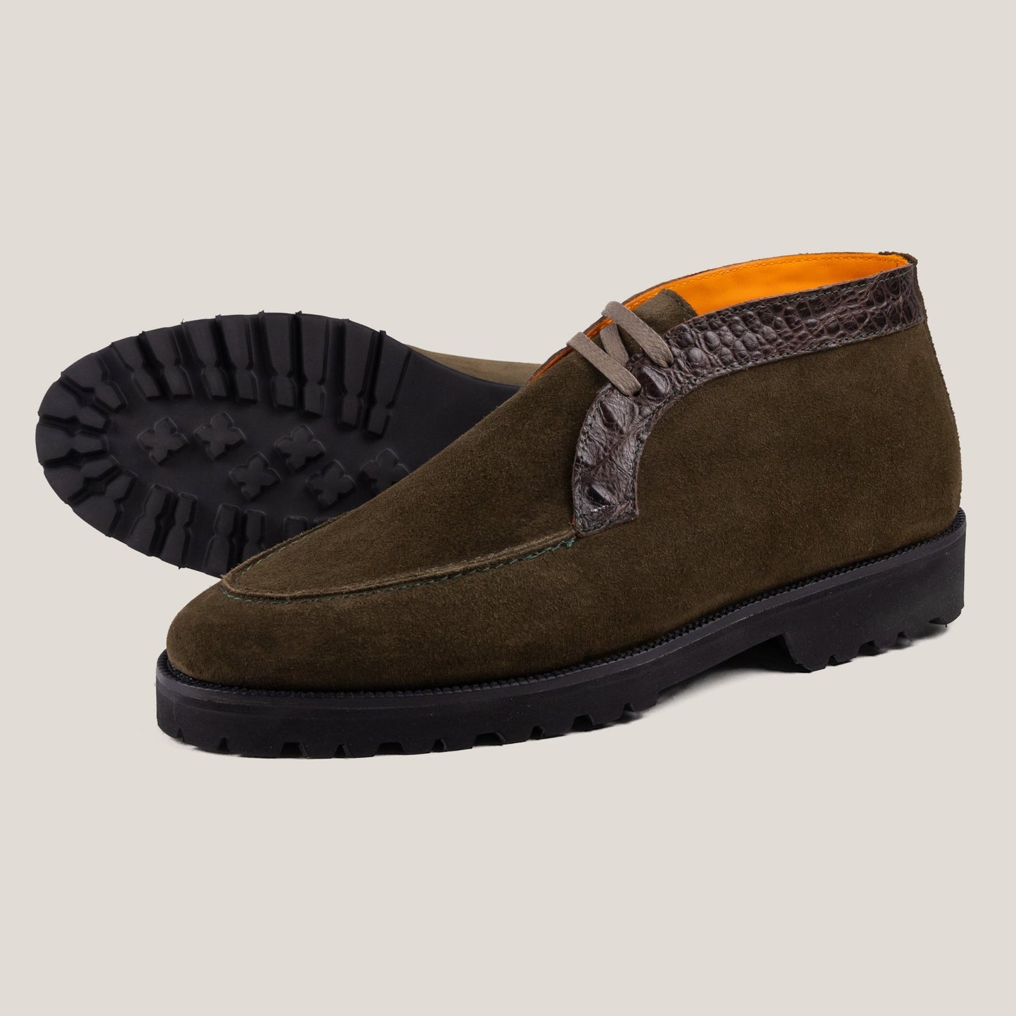 Lecco Camouflage Green Suede Chukkas