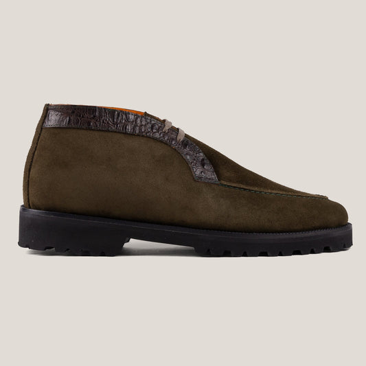 Lecco Camouflage Green Suede Chukkas