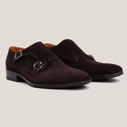 Monte-Carlo Dark Brown Suede Double Monk Shoes