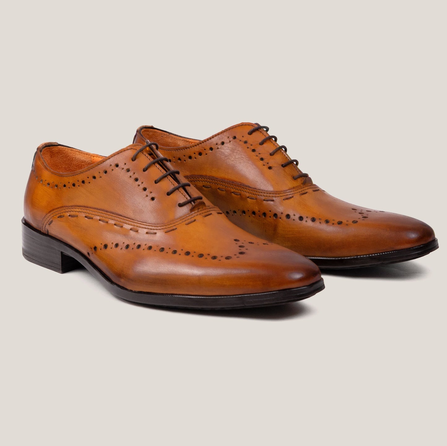 Naples Light Cognac Brown Leather Brogues