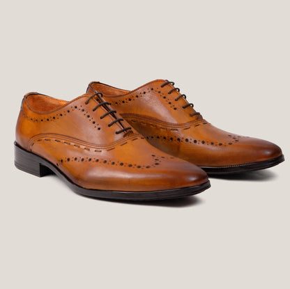 Naples Light Cognac Brown Leather Brogues