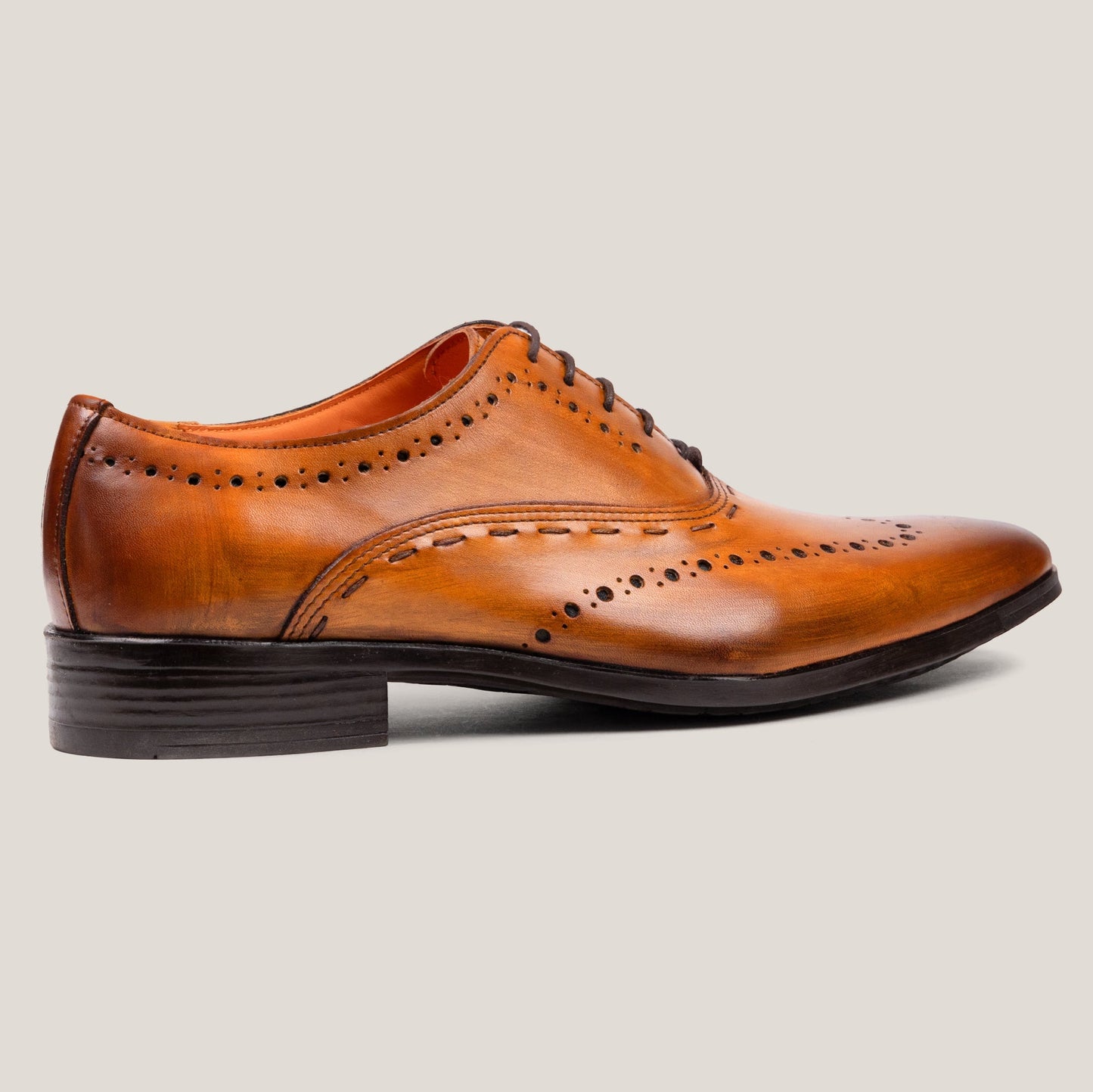 Naples Light Cognac Brown Leather Brogues