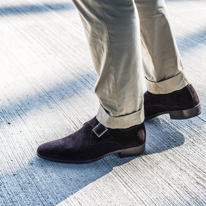 NY24 Dark Brown Suede Single Monk Shoes