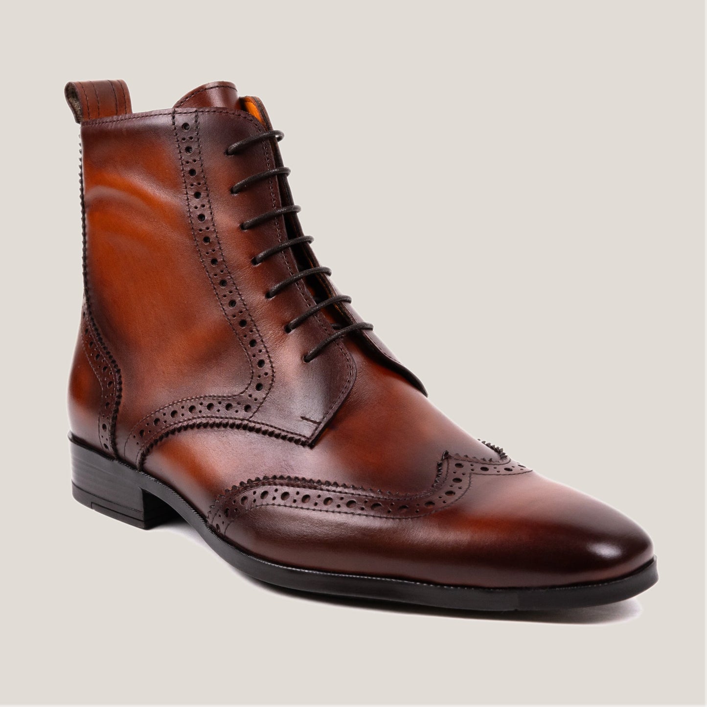 Ravenna Cognac Brown Leather Balmoral Boots