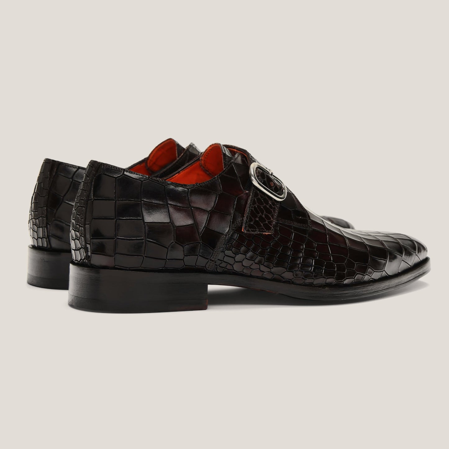 ROMA Monk Strap Cocao Brown Patina Croco