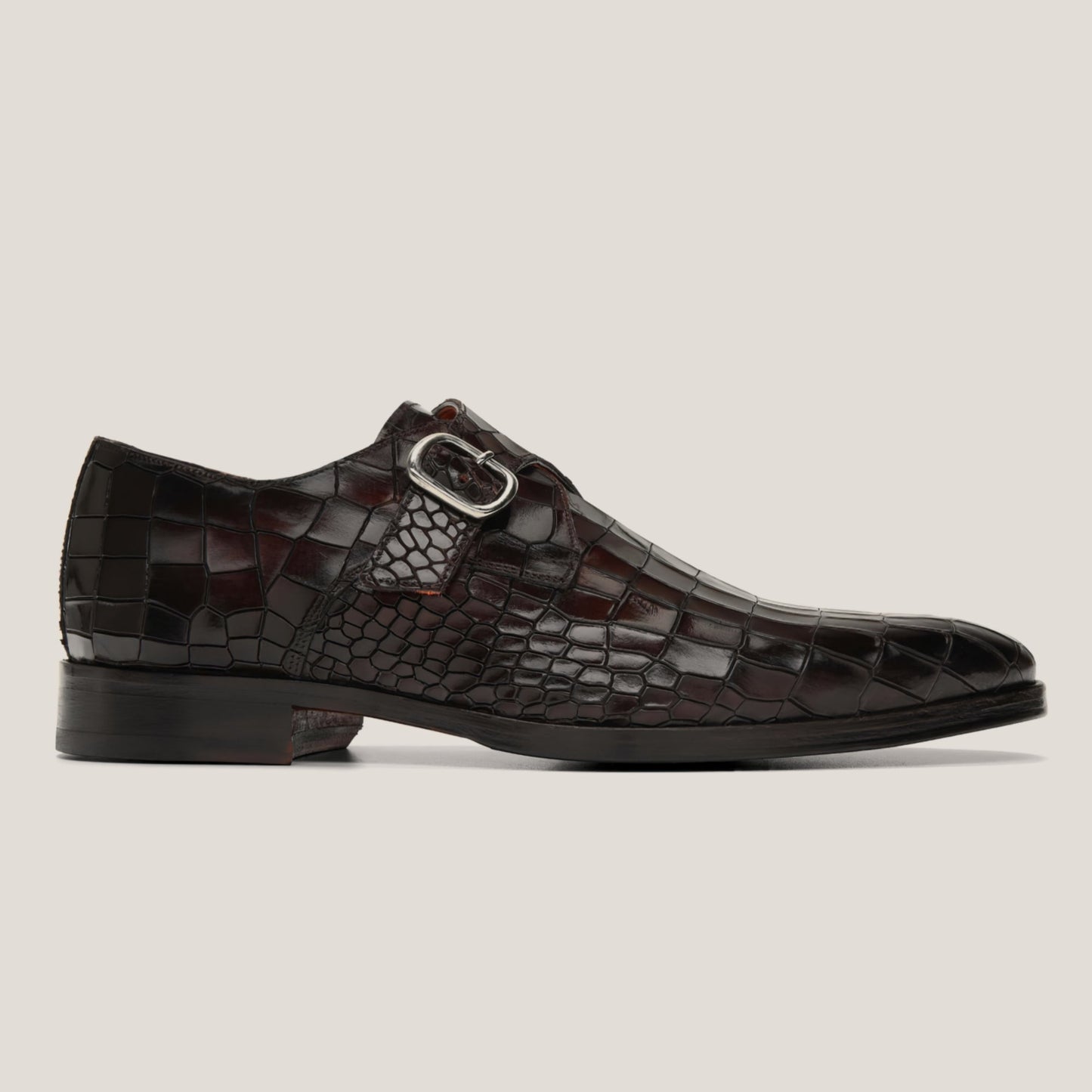 ROMA Monk Strap Cocao Brown Patina Croco