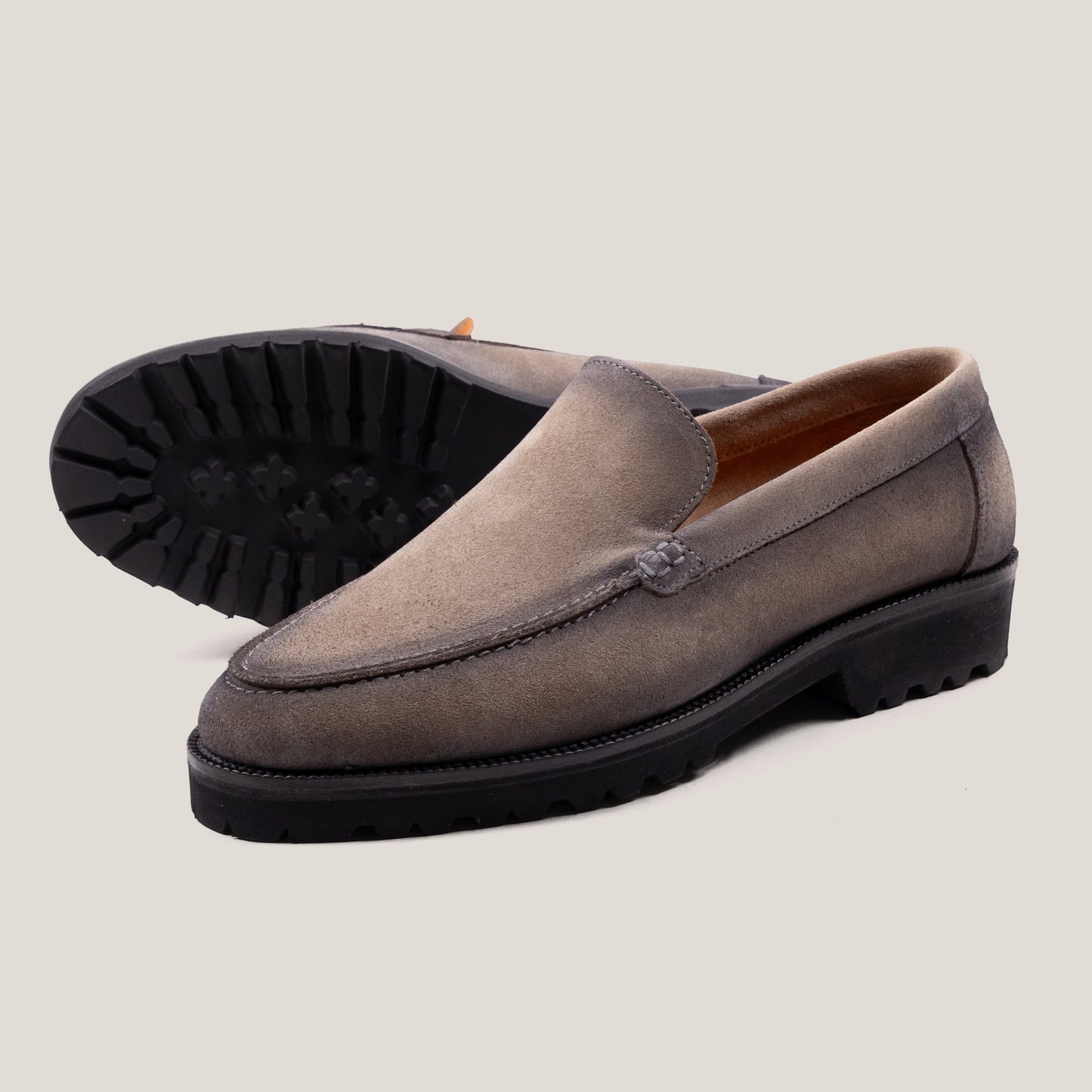 Trento Taupe Grey Suede Loafers