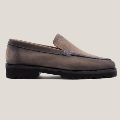 Trento Taupe Grey Suede Loafers